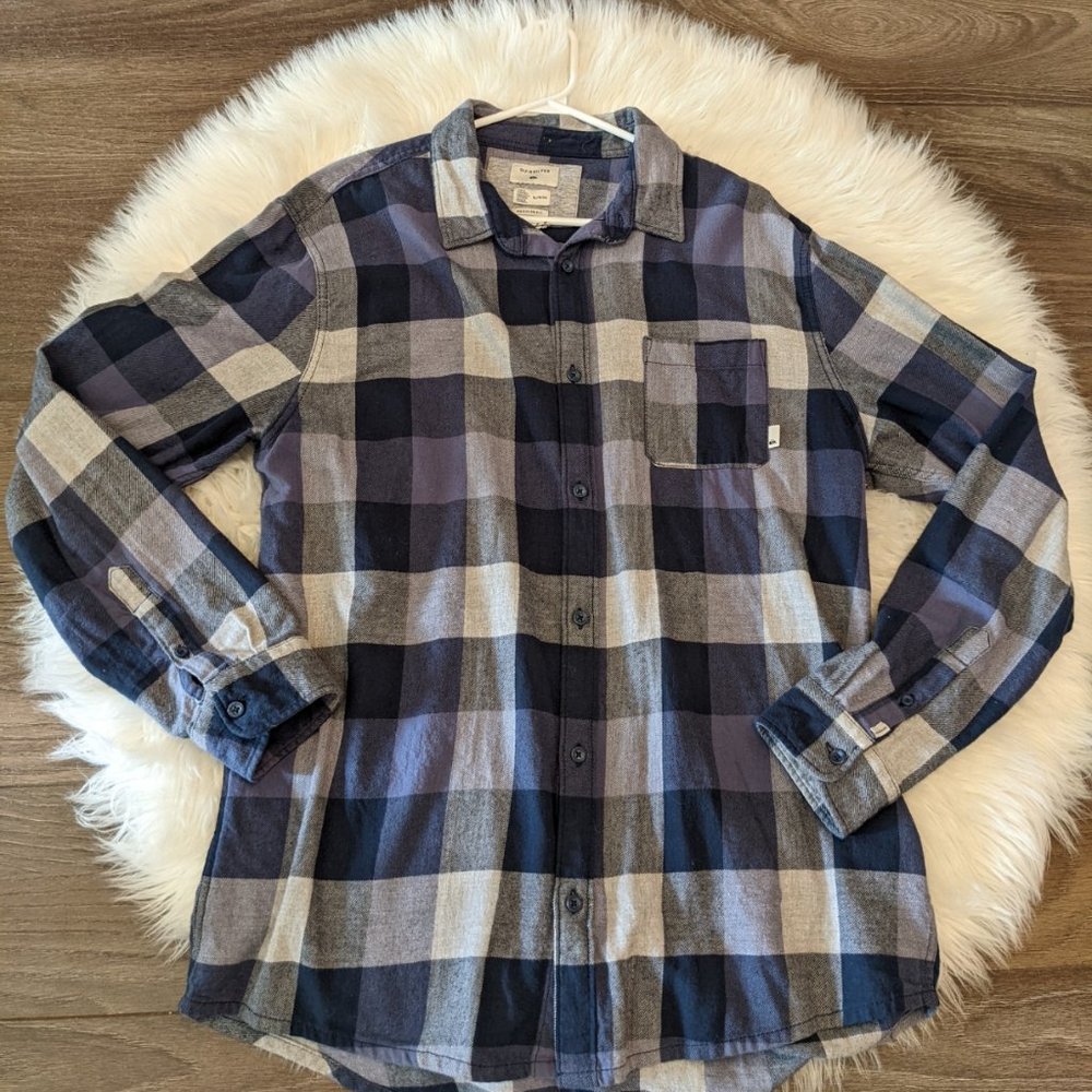 Quiksilver - Mens XL - Plaid/Flannel - Blue long sleeve button up